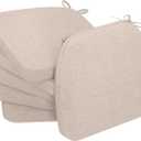 AAAAccessories D-Shaped Chair Cushions, 2" Thick Dining Chair Pads with Ties and Removable, Machine-Washable Cover, 17" x 16", Set of 6, Beige (6 Count(Pack of 1))