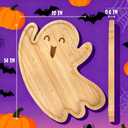 Mezchi Cute Ghost Shape Halloween Charcuterie Board, Decorative Bamboo Serving Platter Tray, Wood Cheese Cutting Board, Charcuterie Tray Plates for Halloween Kitchen Decor, Gifts
