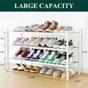 Smiry Shoe Rack, 3 Tier Long Bamboo Shoe Organizer, Stackable Free Standing Wooden Shoe Storage Shelf for Closet, Entryway, Front Door Entrance, White