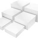 Buffet Risers, Food Risers for Buffet Table, Display Stand Shelf for Catering Dessert Collectibles Jewelry Figures Show, 6''x7''x8'' Acrylic Cube Display Nesting Risers with 6 Hollow Bottoms (White)