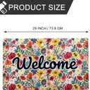 Welcome Mat 17x29 Inch Spring Summer Outdoors Indoors Front Door Mat, Low Profile Doormat for Outside Inside Home Entrance, Non Slip Rubber Back Floor Rugs for Entryway, Spring Flower