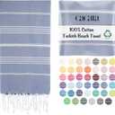Cacala Lightweight and Thin Turkish Beach Towel 100% Cotton Sand-Free and Quick-Drying Goodness Perfect as an Extra Large Travel Towel, Beach Accessory, or Gift for Beach Lovers, 37 x 70 (Grey Blue)