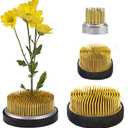 Ikebana Stem Holder, 3 Pieces Flower Frog Kenzan Fixed Tools Flower Holder Floral Arrangement Pin for Flower Arrangement Vase, Fixation and Decoration (Gold, 0.91 Inch, 1.02 Inch, 2.36 Inch)