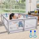 Calody Baby Playpen, 50x50inch Large Baby Playard for Toddlers, Playpen for Babies and Toddlers with Gate, Indoor & Outdoor Toddler Play Pen Activity Center for Babies, Kids, Infant (Green, Grey)