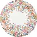 Wonnitar Washable 4ft Round Area Rug, Camellia Floral Living Room Rugs for Bedroom Girls, Low Pile Soft Flower Throw Carpet for Kids Nursery Room (Beige,4ft Round)