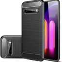 Case for LG V60 ThinQ 5G Case/LG V60/LM-V600EA Case, Slim Thin Carbon Fiber Phone Case TPU Soft Back Cases Anti-Scratch Shockproof Protective Cover for LG V60 ThinQ Black