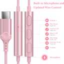 APETOO USB C Headphones for iPhone 15 Plus 16 17 Pro Max iPad Pro USB-C Wired Earbuds with Microphone Volume Control HiFi Stereo Type C Earphones for Galaxy S26 S25/S24/S23/S22, Pixel 10 9 8 7 6, Pink