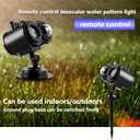 Holiday Halloween Valentine Party Christmas Diwali Projector Light (Indoor, Outdoor, Splashproof IP44), 16 Slides (4 Pictures Each), 10 Wave Effects, Remote Control (Power Timer Speed Flash), 3 Mounts