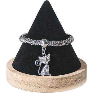 Single Bracelet Holder,Jewelry Displays for Selling Photograph,Bamboo Base Bangle Stand (Black)