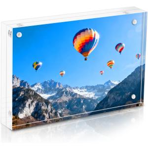 4X6 Acrylic Picture Frames, Double Sided Magnetic Picture Frames, 10+10mm Thick BlockClear Freestanding Transparent Acrylic Frames, Gifts for Women Mom Grandma Father Girlfriend Sister