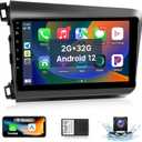Leadfan Android Car Stereo for Honda Civic 2012 Radio Upgrade with 9'' Touch Screen Carplay Android Auto in-Dash GPS Navigation WiFi Bluetooth Unit Backup Camera Voice Control antalla 2+32G
