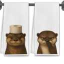 Sea Otter Gifts Bathroom Hand Towels, Otter Bathroom Decor, Ocean Animal Coastal Beach Hand Towels for Bath Room Washroom Toilet Decor, 16x24 Inch Set of 2