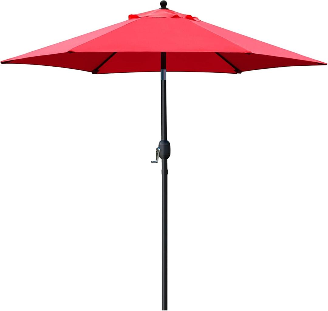 Sunnyglade 7.5' Patio Umbrella Outdoor Table Umbrella Tilt Crank Red | Market Table Umbrella with 6 Sturdy Ribs Push Button Tilt and Crank Lift Perfect For Patio Tables, Beach, Gardens and Pool