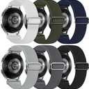 6 Pack Stretchy Bands Compatible with Samsung Galaxy Watch 7 6 5 4 40mm 44mm/Galaxy Watch 6 4 Classic 42mm 46mm 43mm 47mm/Galaxy 5 Pro 45mm/Active 2, 20mm Elastic Nylon Sport Strap for Men Women (MidnightBlue/StoneGrey/Black/OliveGreen/Grey/White)