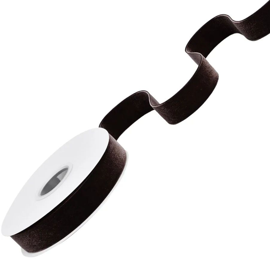 Ribest Brown Velvet Ribbon 1 Inch Continuous 10 Yards Christmas Ribbon for Gift Wrapping Wreath Christmas Tree Party Decoration Crafts Home Decor Bouquets