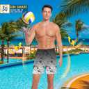 Men's Swim Trunks with Compresssion Liner 7" Swimwear Board Shorts 2-in-1 Bathing Suits with Zipper Pockets (4X-Large, Black Gradient Leaves)