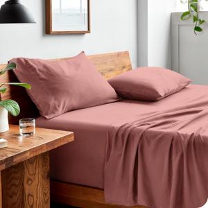 Bare Home Queen Sheet Set - Luxury 1800 Ultra-Soft Stonewashed Microfiber - Double Brushed - Deep Pockets - Easy Fit - Breathable Bedding - Sheet Sets & Pillowcases (Queen, Dusty Rose)
