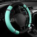 Road Comfort Leather Steering Wheel Cover Premium Anti-Slip Car Steering Wheel Grip Cover Universal Fit for 14.515 Cars, Trucks & SUVs, Mint