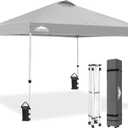 EAGLE PEAK Pop Up Canopy Tent with Wheeled Carry Bag, 8 Stakes, 4 Ropes, 4 Weight Bags, Easy Set Up Tent Canopy, 10x10 ft, 100sqft of Shade, Light Gray