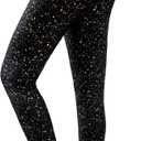 Sparkly Leggings for Women, High Waisted Starry Sky Print Sparkle Pants, Casual Stretch Skinny Legging for Party Holiday (S)