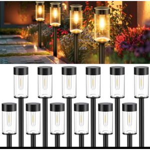 Woolmug Solar Pathway Lights, 12 Packs LED Solar Light Outdoor Waterproof, Auto On/Off Path Lights for Walkway Outside Yard Lawn Sidewalk Landscape