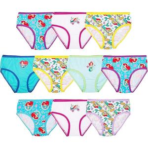 Disney Girls' Princess Ariel from The Little Mermaid 100% Combed Cotton Underwear Panties Sizes 2T-3T