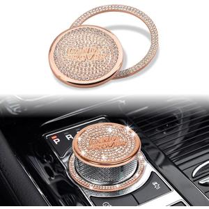 Gear Shift Knob Cover Modification Bling Crystal Shiny Diamond Decal Compatible with Discover Range R0ver Accessories(LR Gold)