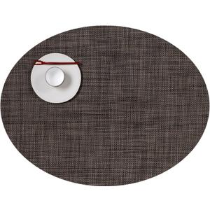 Chilewich Mini Basketweave Placemats - Woven Placemats Set of 4 - Reusable, Stain-Resistant, Indoor/Outdoor Tabletop Protection - Dark Walnut - 14" x 19.25" Oval