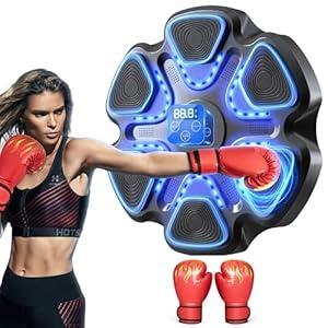 SPIEEK Music Boxing Machine with 9 Speeds & Modes for Adults, Boxing Machine Wall Mounted Music with Gloves, Smart Connection, Gloves for Home and Gym, Training Machine with Electronic(Black)