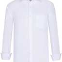 Mens Big and Tall Dress Shirts Button Down Shirts Long Sleeve Shirt from Size S to 6XL(T) (White)