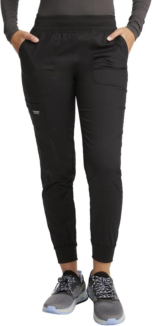 Cherokee Women Scrubs Pant Workwear Revolution Mid Rise Jogger WW115, M, Black