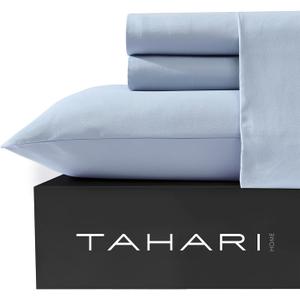 Tahari Home - Sheets, 6-Piece Sheet Set with Matching Pillowcases, Soft & Lightweight, Dorm Essentials, Comfy Home Decor (Solid Celestial Blue, King)