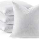 Feather Throw Pillow Inserts Set of 4, Soft Fluffy Square 20 x 20 Inches Decorative Pillow Insert, Feather and Down Euro Pillows for Bed, Couch and Cushion