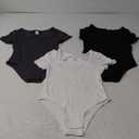 Ficerd 3 Pack Women's Cotton Square Neck Shirts, Short Sleeve Slim Fit Tops Summer Scoop Neck Casual Basic T-Shirts Tee