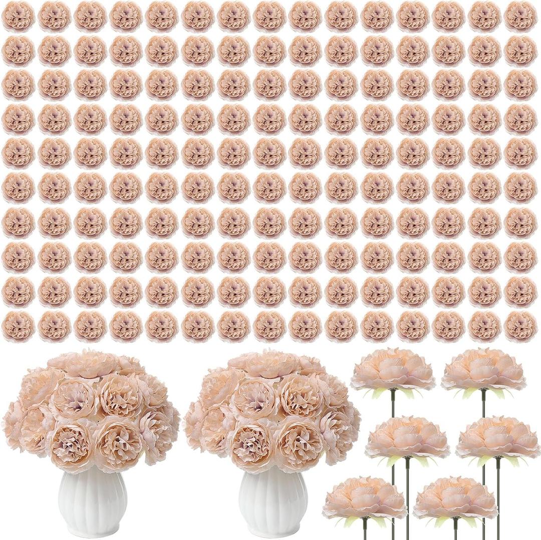 Thiccywoov 400 Pcs Silk Rose Heads Artificial Fake Flowers, Nude