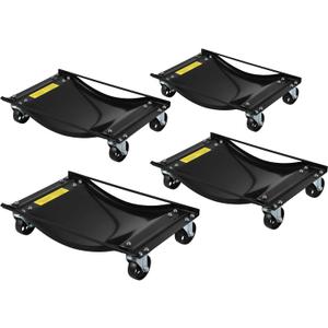 Wheel Dolly Jack Set of 4, 1500LBS Capacity Mechanical Car Wheel Dolly with Steel Twin Rollers, Heavy Duty Rollers with Foot Pedal for Tire Auto Repair Moving (Black)