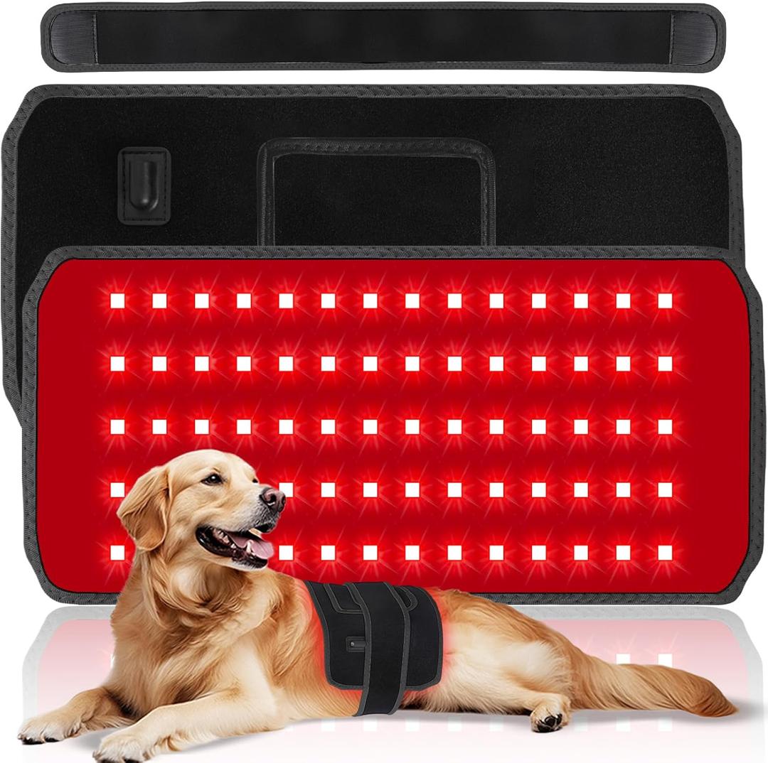 Red Light Therapy for Dogs with Two wavelengths (660nm and 880nm), Pet Red Light Therapy Belt Includes a Timer Function and Remote Control, Suitable for All Common Pets, 13.8 x 6.5 x 0.2 inches