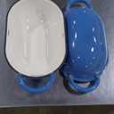 Maxdot 4qt Dutch Oven with Lid Enameled Cast Iron Sourdough Bread Pan for Baking Non Stick Single with Loop Handles for Family Homemade Breadbaking(Blue)