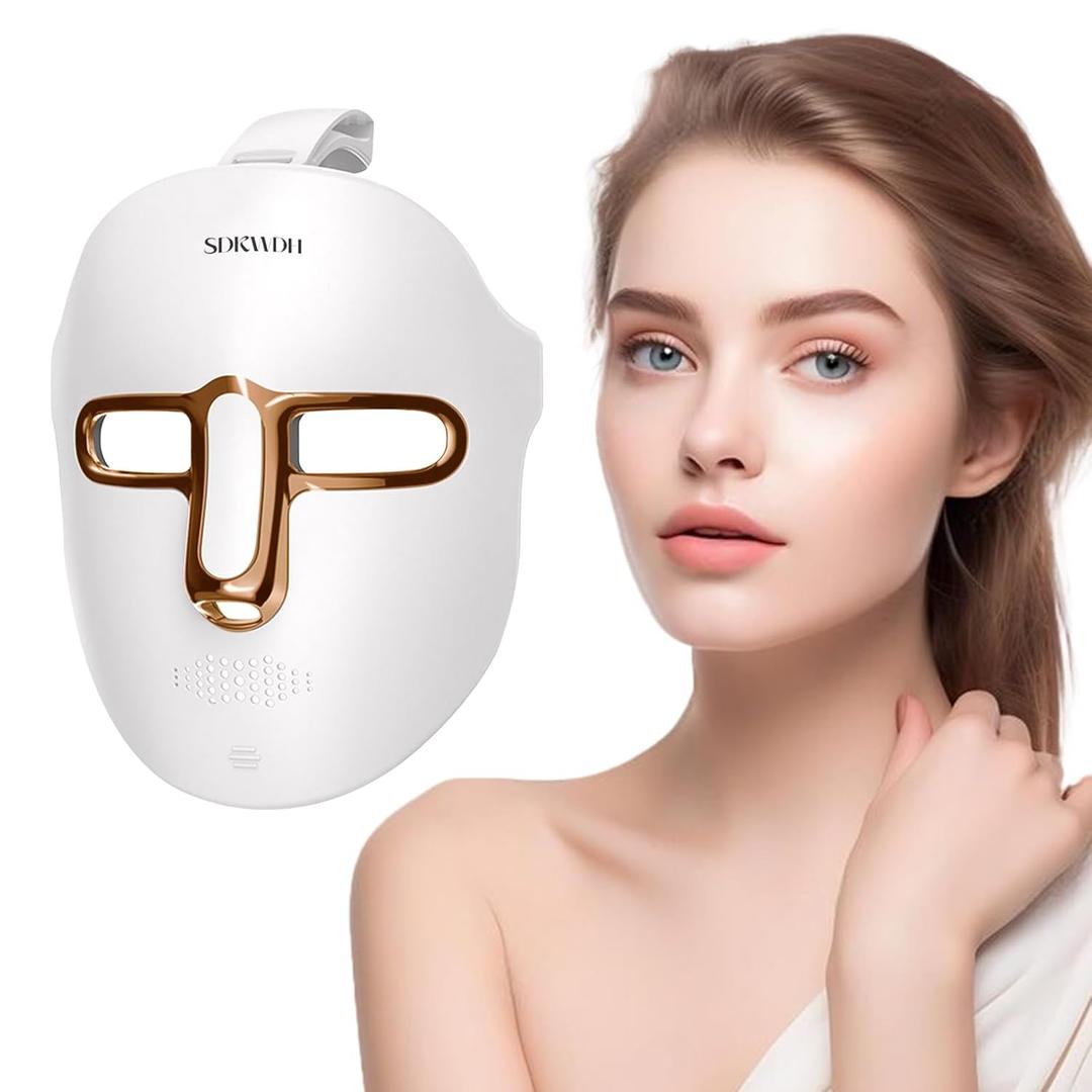 Red Light Therapy Mask for Face, Led Face Mask Light Therapy, 7 Colors LED Facial Skin Care at Home, Gold