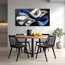 JuhaiArt Abstract Wall Art Blue Wall Decoration for Office, 48"L x 24"W