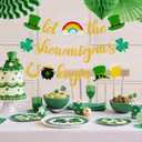 2 x 3pcs St Patricks Day Decorations Banner Pre-Assembled Gold Glitter Let the Shenanigans Begin Hanging Banners Irish Lucky Shamrocks Pot Hat Garlands Sign for Party Decorations