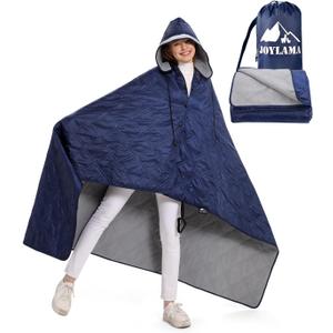 Outdoor Camping Blanket, Fleece Waterproof Stadium Blanket with Protable Bag, Lightweight for Cold Weather, Sports, Pet, Beach, Picnic, Stadium, Travel, Car, 79 x 54inch (Navy/Blue)