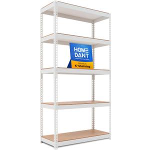 HOMEDANT 5 Tier White Storage Shelves Adjustable Laminated Boltless Garage Metal Shelving Unit Heavy Duty Utility Rack Shelf Warehouse Pantry Closet Kitchen 35.9" W x 16.2" D x 71.3" H White 1Pack