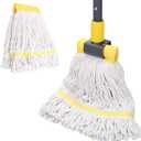 KeFanta Commercial Heavy Duty Industrial Mop with Extra Replacement Mop Head, 60" Long Handle Looped-End String Wet Cotton Mops for Floor Cleaning, Home, Kitchen, Office, Garage and Concrete/Tile Floor