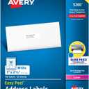 Avery Easy Peel Printable Address Labels with Sure Feed, 1" x 2-5/8" Customizable Stickers, White, 750 Blank Mailing Labels, Great for Mailing, Shipping, and More (5260)