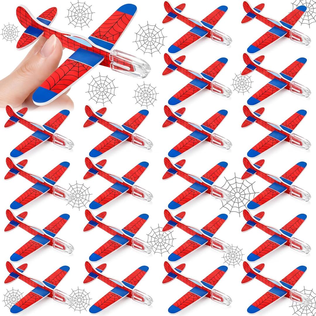 Skylety 50 Pcs Spider Web Themed Foam Gliders Airplane Toys for Kids, Foam Paper Airplane, Spider Web Birthday Party Favors Goodie Bag Stuffers Outdoor Flying Toys Bulk Prizes for Kids Classroom
