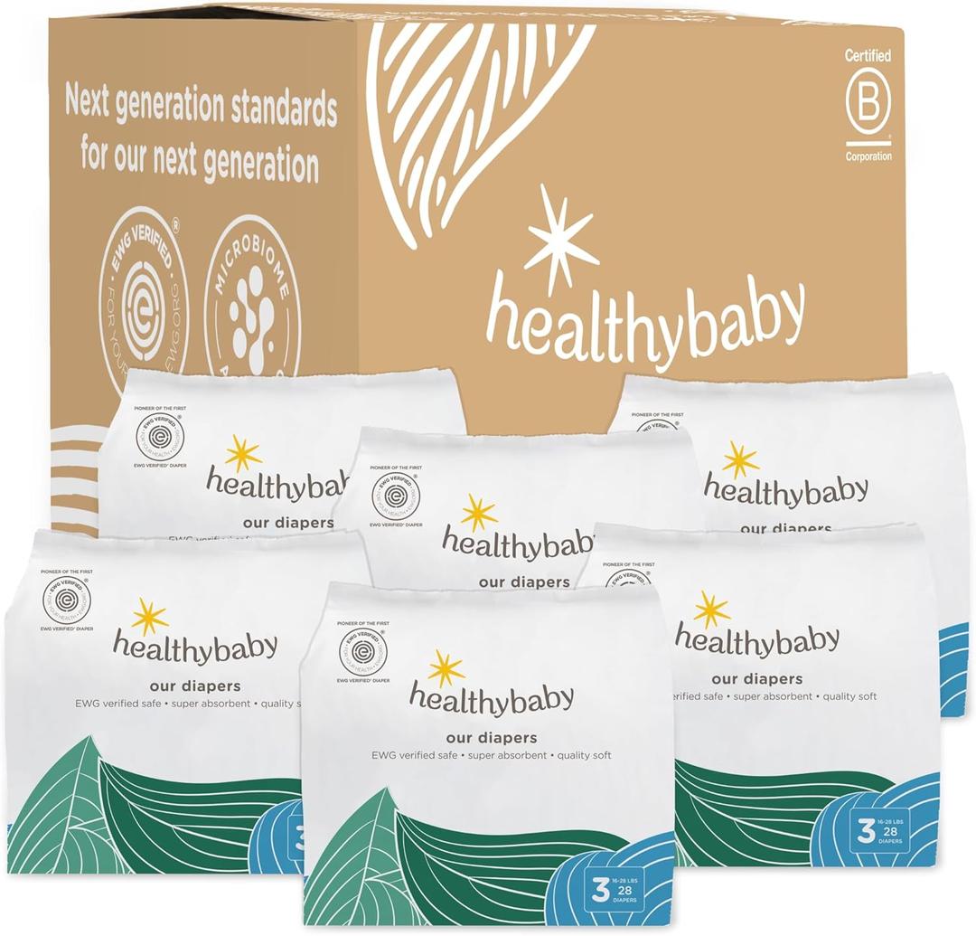 Our Diapers | The First EWG Verified & Microbiome-Friendly Diaper | 12-Hour Leak Protection | Made with Organic Cotton & Plant-Derived Materials | Totally Chlorine Free | Size 3 (16-28 lbs) 58 Count