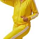 TanBridge 2 Piece Outfits Women's Velour Sweatsuits Long Sleeve Zip Up Hoodie Sweatpants Tracksuits for Women (Yellow, XXL)