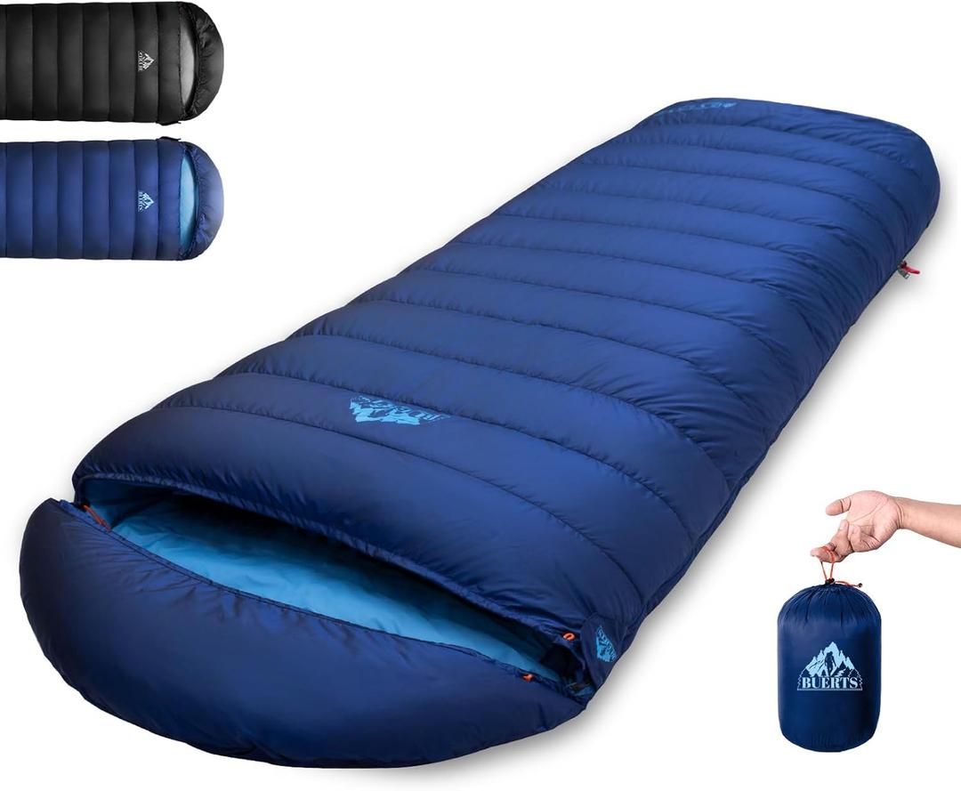 Down Sleeping Bag for Adults. 680FP Ultralight Portable, Backpacking Sleeping Bag for Hiking, Camping, Mountaineering, expeditions and Backpacking. with Compression Sack (Blue 44F, XL)