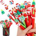 FOIMAS 24 PCS Christmas Pens, Novelty Christmas Gel Ink Pens Bulk Santa Claus Snowman Black Ink Pen for Students Teacher School Office Supplies Classroom Rewards Christmas Stocking Fillers